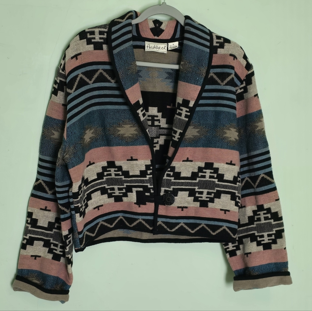 Vintage Southwest Woven Blanket Jacket By Flashback